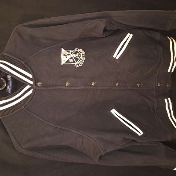 Polo by Ralph Lauren Varsity Bomber‎ Jacket Black and White